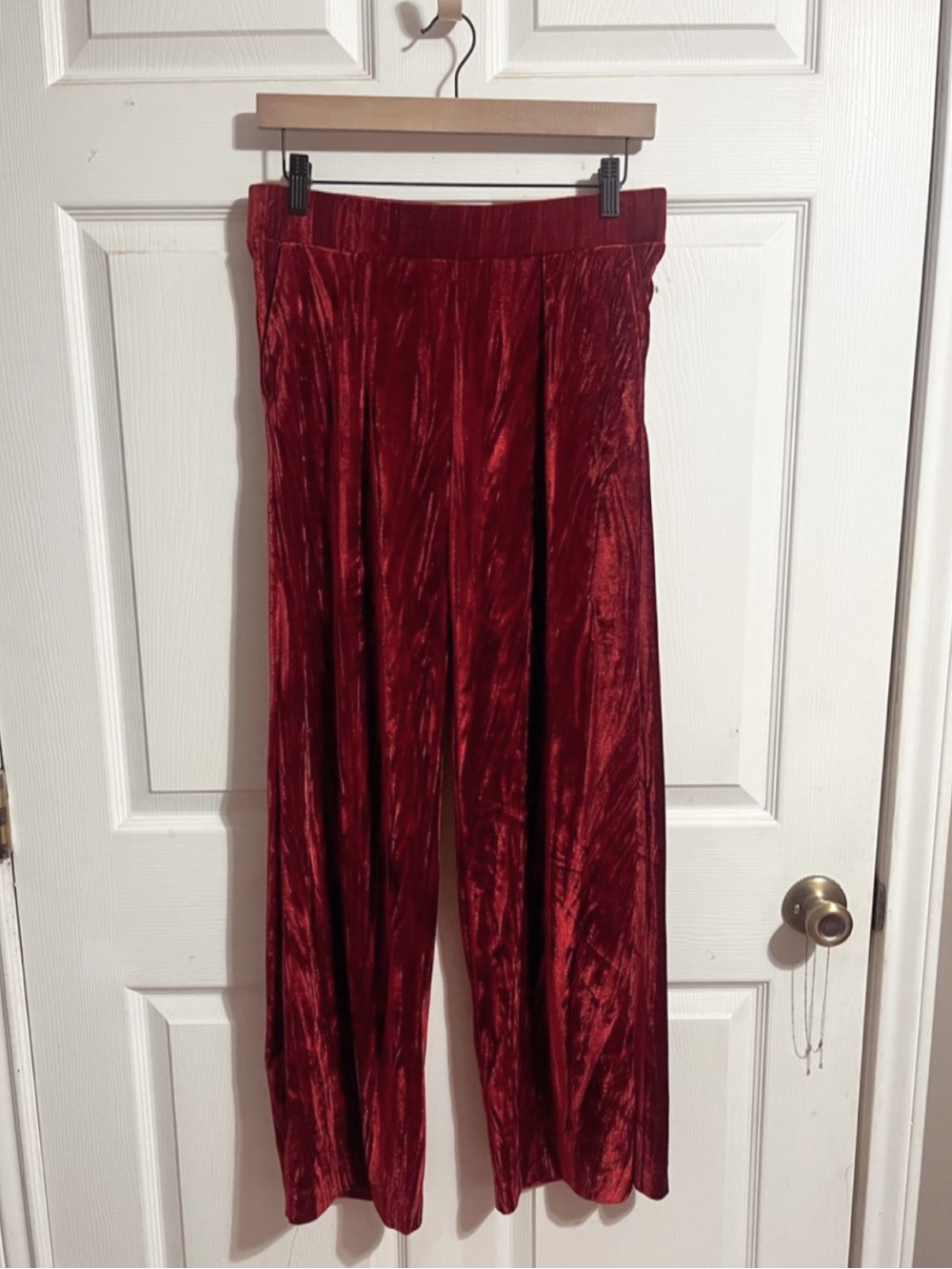 A New Day | Red Velvet Wide Leg Pants